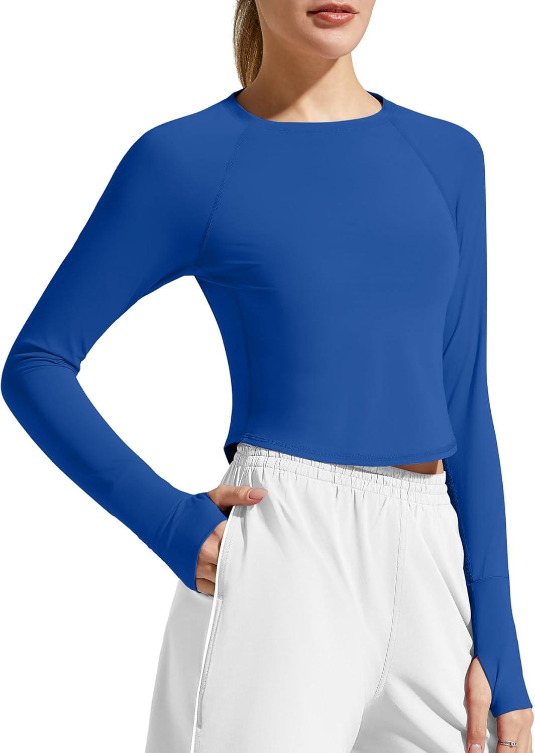 imageG4Free Womens UPF 50 Long Sleeve Rash Guard Athletic ShirtBlue