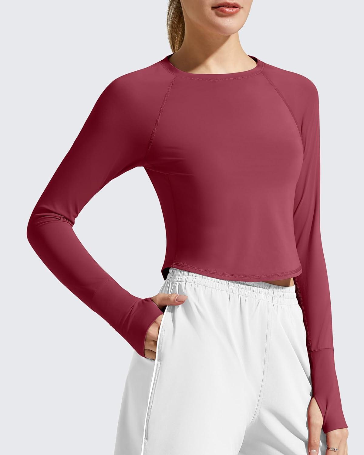 imageG4Free Womens UPF 50 Long Sleeve Rash Guard Athletic ShirtBurgundy