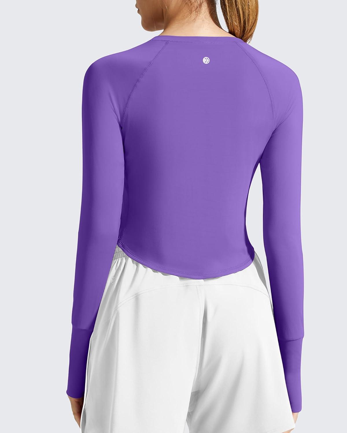 imageG4Free Womens UPF 50 Long Sleeve Rash Guard Athletic ShirtDark Purple