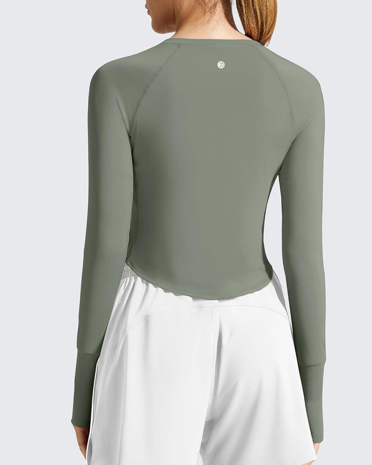 imageG4Free Womens UPF 50 Long Sleeve Rash Guard Athletic ShirtGray Olive