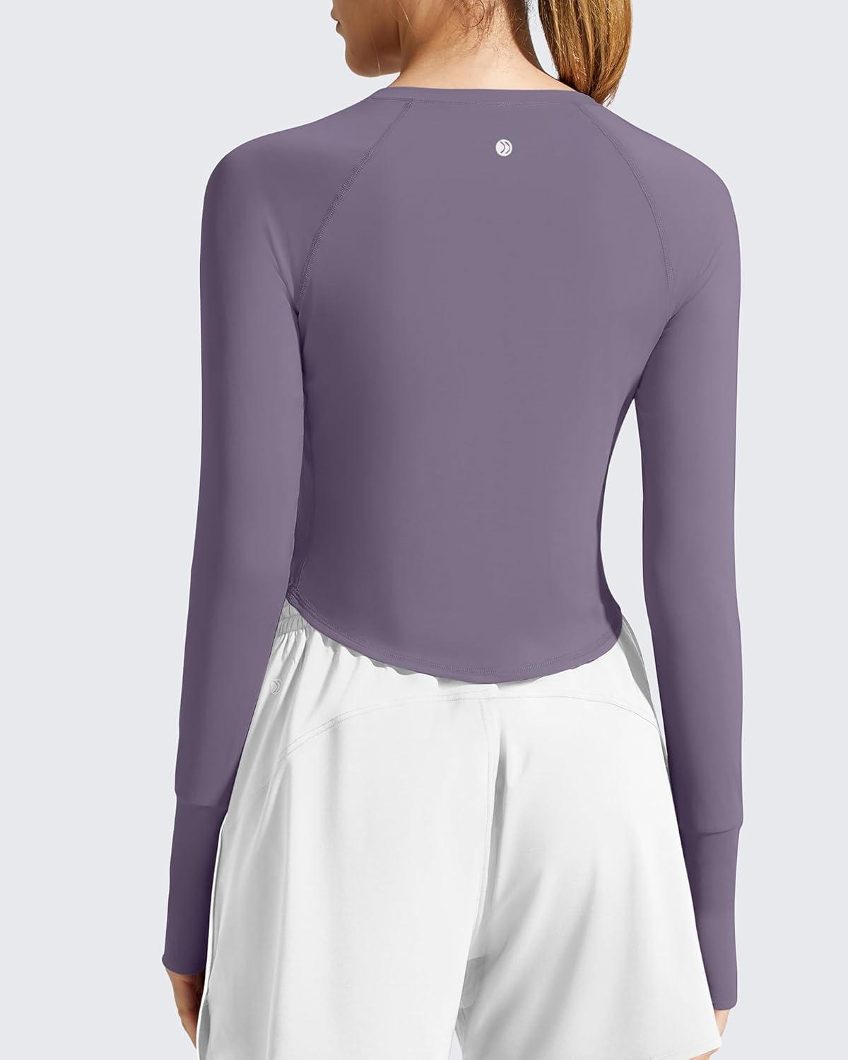 imageG4Free Womens UPF 50 Long Sleeve Rash Guard Athletic ShirtGray Purple