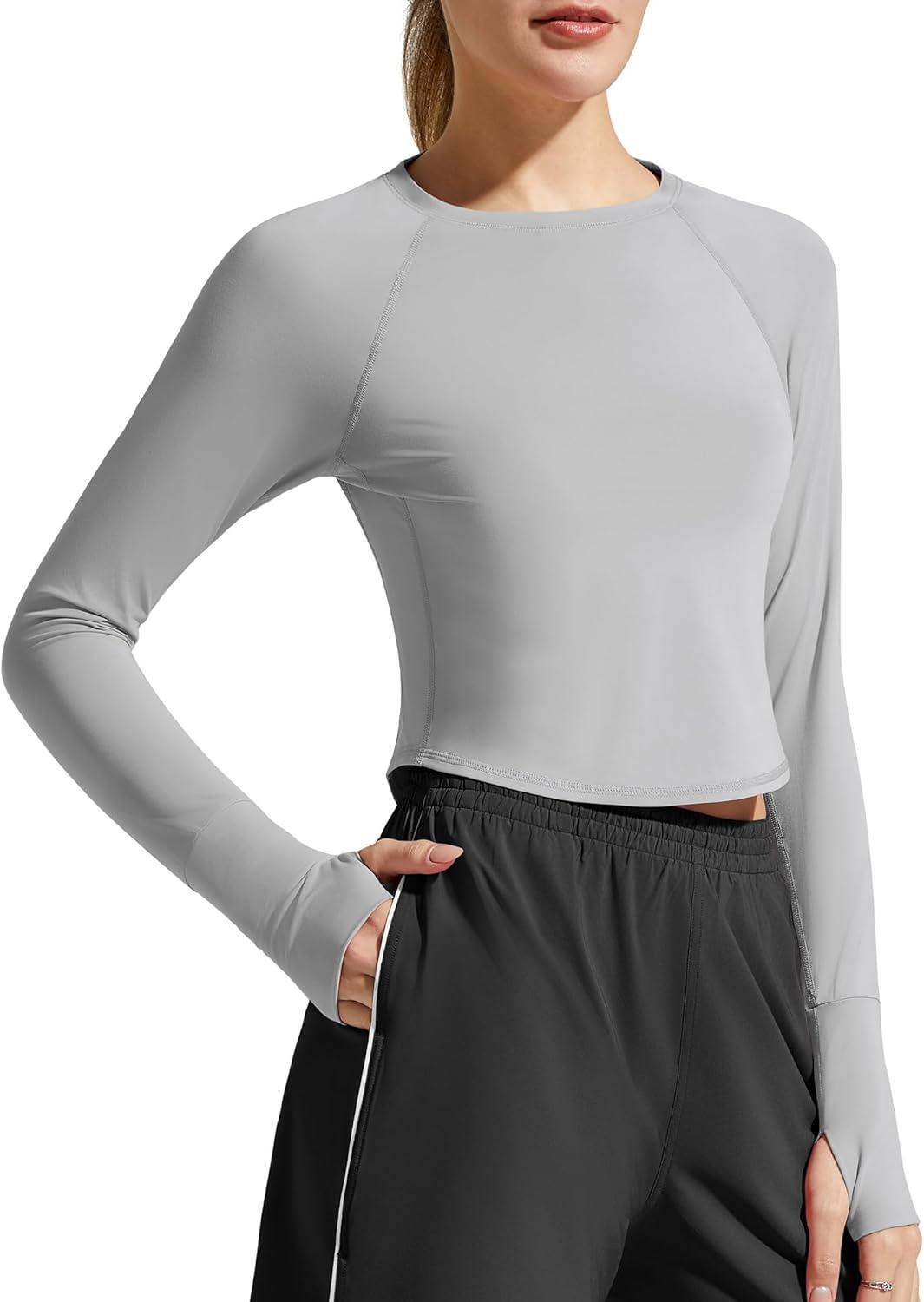 imageG4Free Womens UPF 50 Long Sleeve Rash Guard Athletic ShirtGrey
