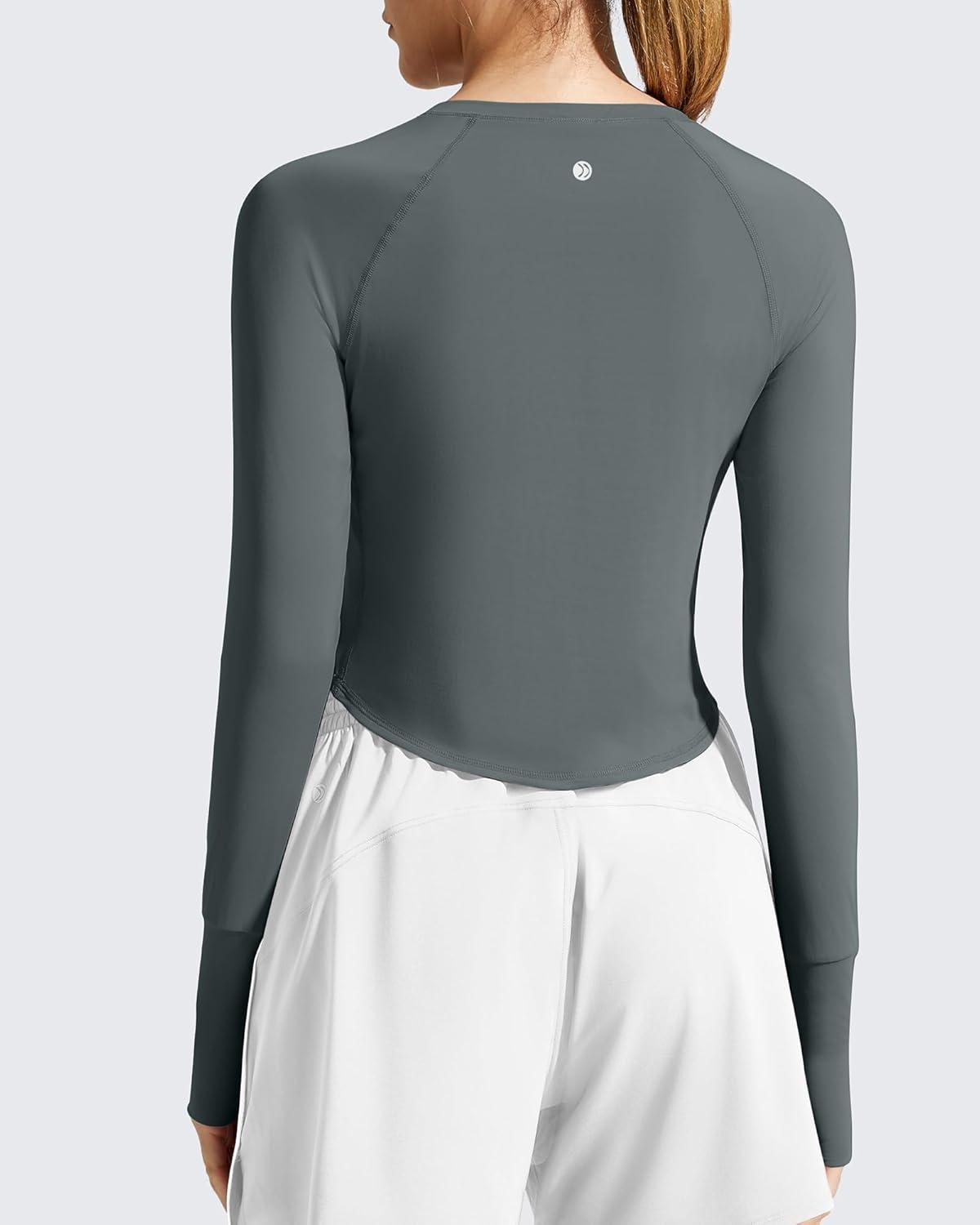 imageG4Free Womens UPF 50 Long Sleeve Rash Guard Athletic ShirtGrey Sage