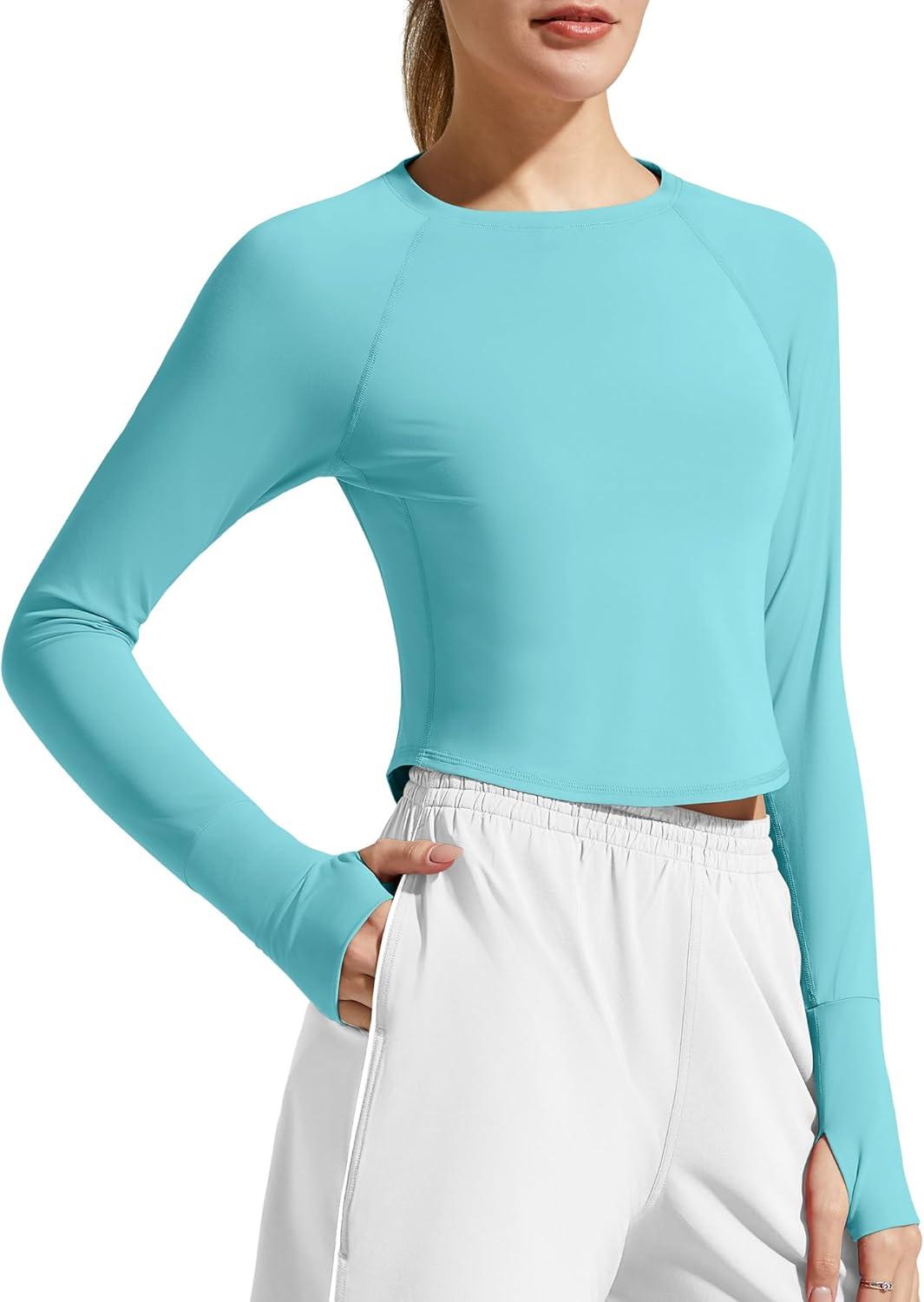 imageG4Free Womens UPF 50 Long Sleeve Rash Guard Athletic ShirtLake Blue