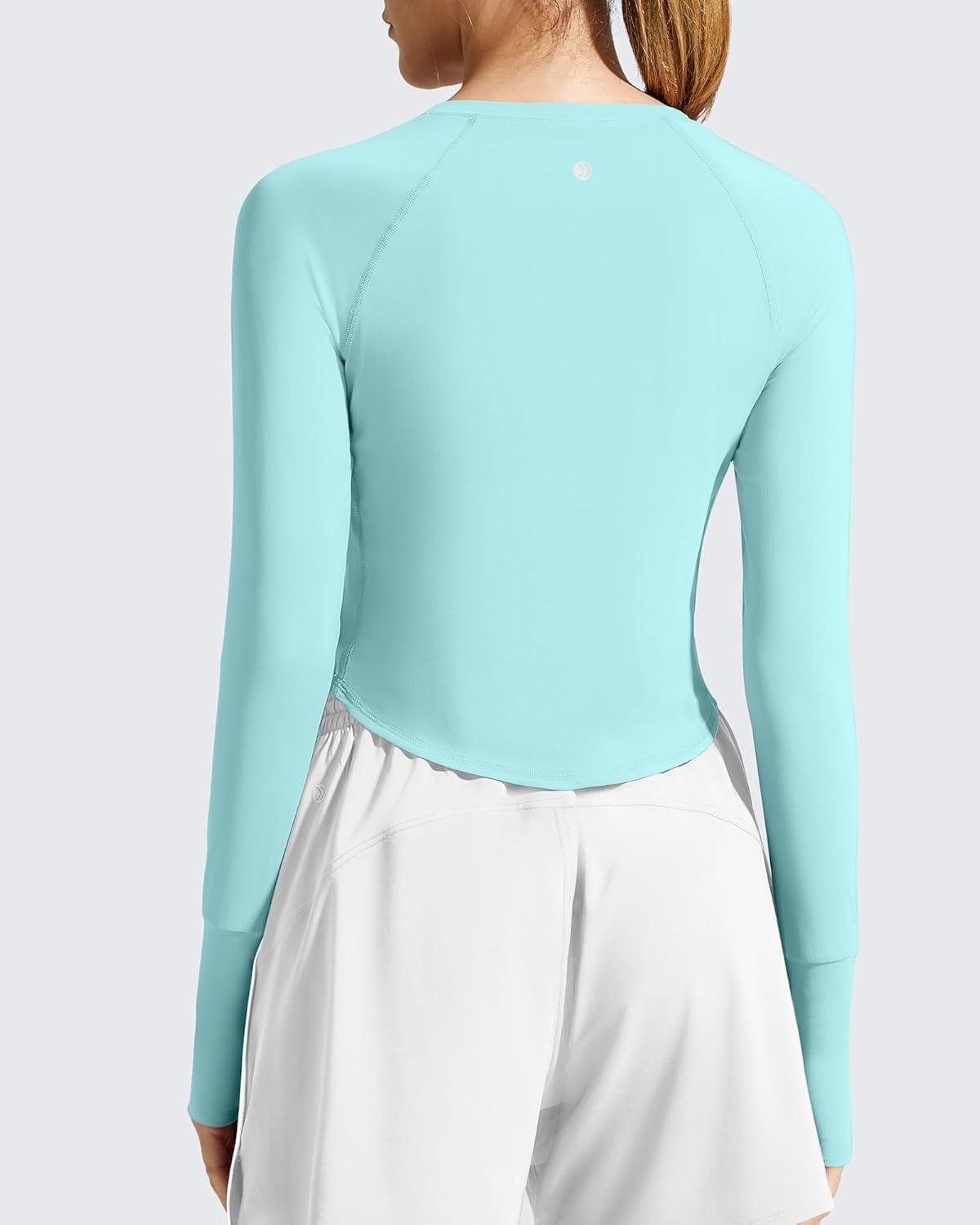 imageG4Free Womens UPF 50 Long Sleeve Rash Guard Athletic ShirtLight Blue
