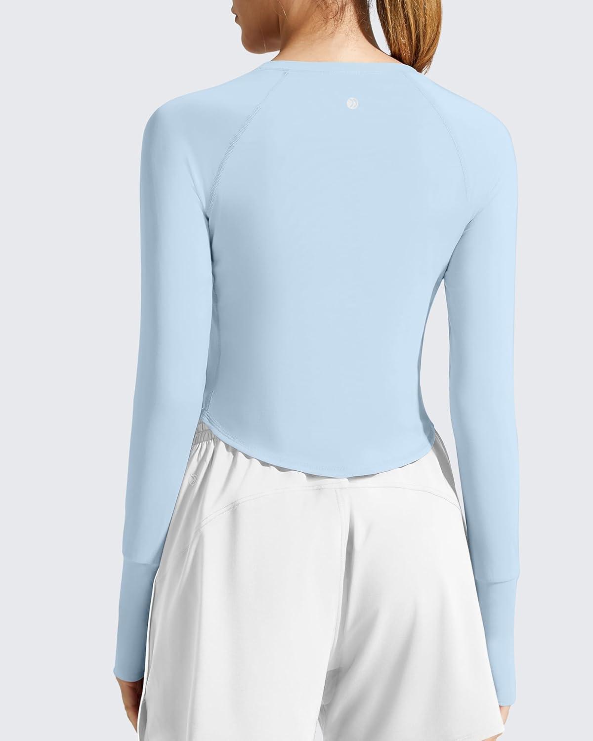 imageG4Free Womens UPF 50 Long Sleeve Rash Guard Athletic ShirtLight Denim