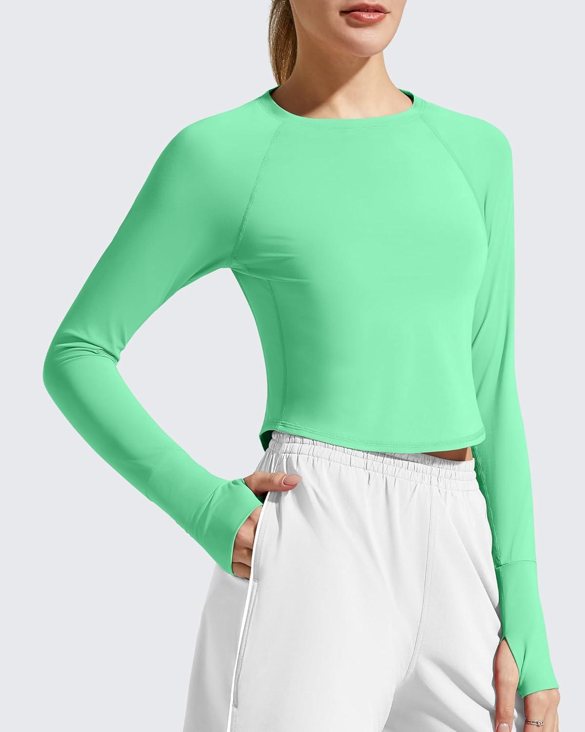 imageG4Free Womens UPF 50 Long Sleeve Rash Guard Athletic ShirtMint Green