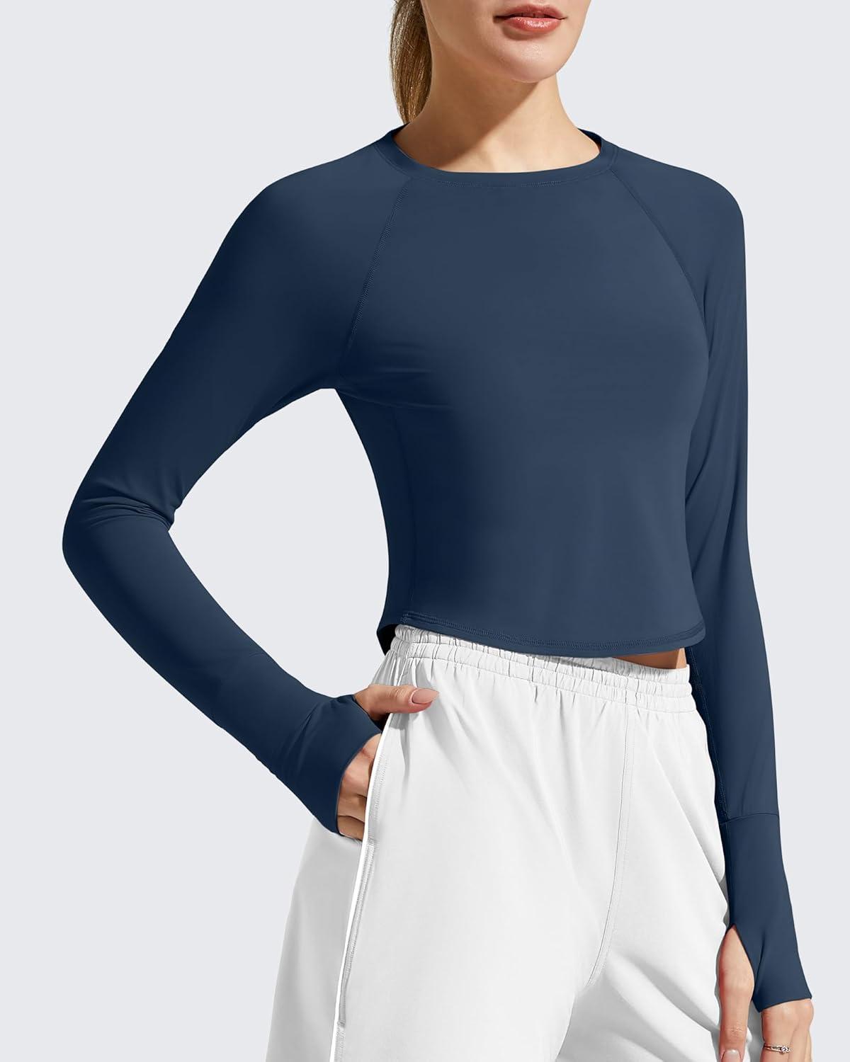 imageG4Free Womens UPF 50 Long Sleeve Rash Guard Athletic ShirtNavy