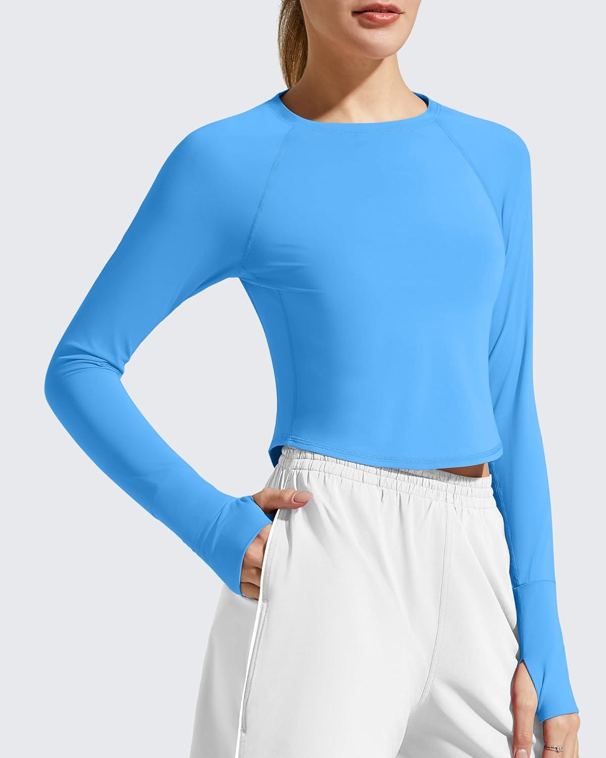 imageG4Free Womens UPF 50 Long Sleeve Rash Guard Athletic ShirtOcean Blue