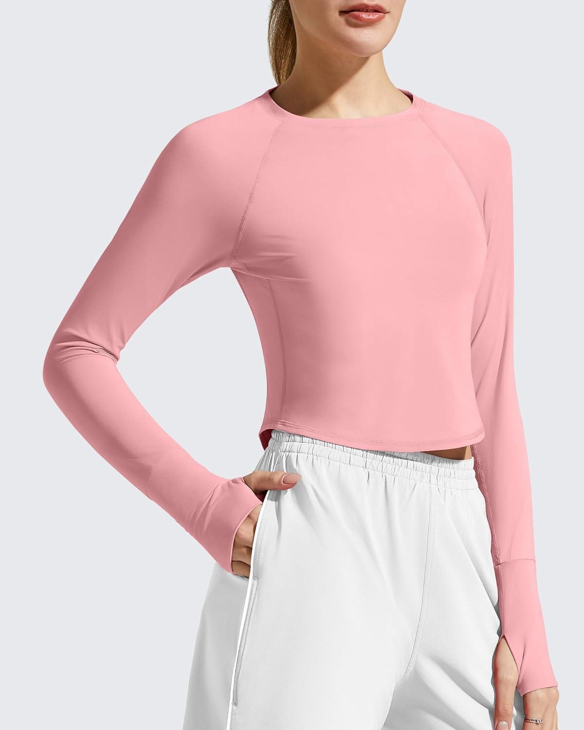 imageG4Free Womens UPF 50 Long Sleeve Rash Guard Athletic ShirtPink