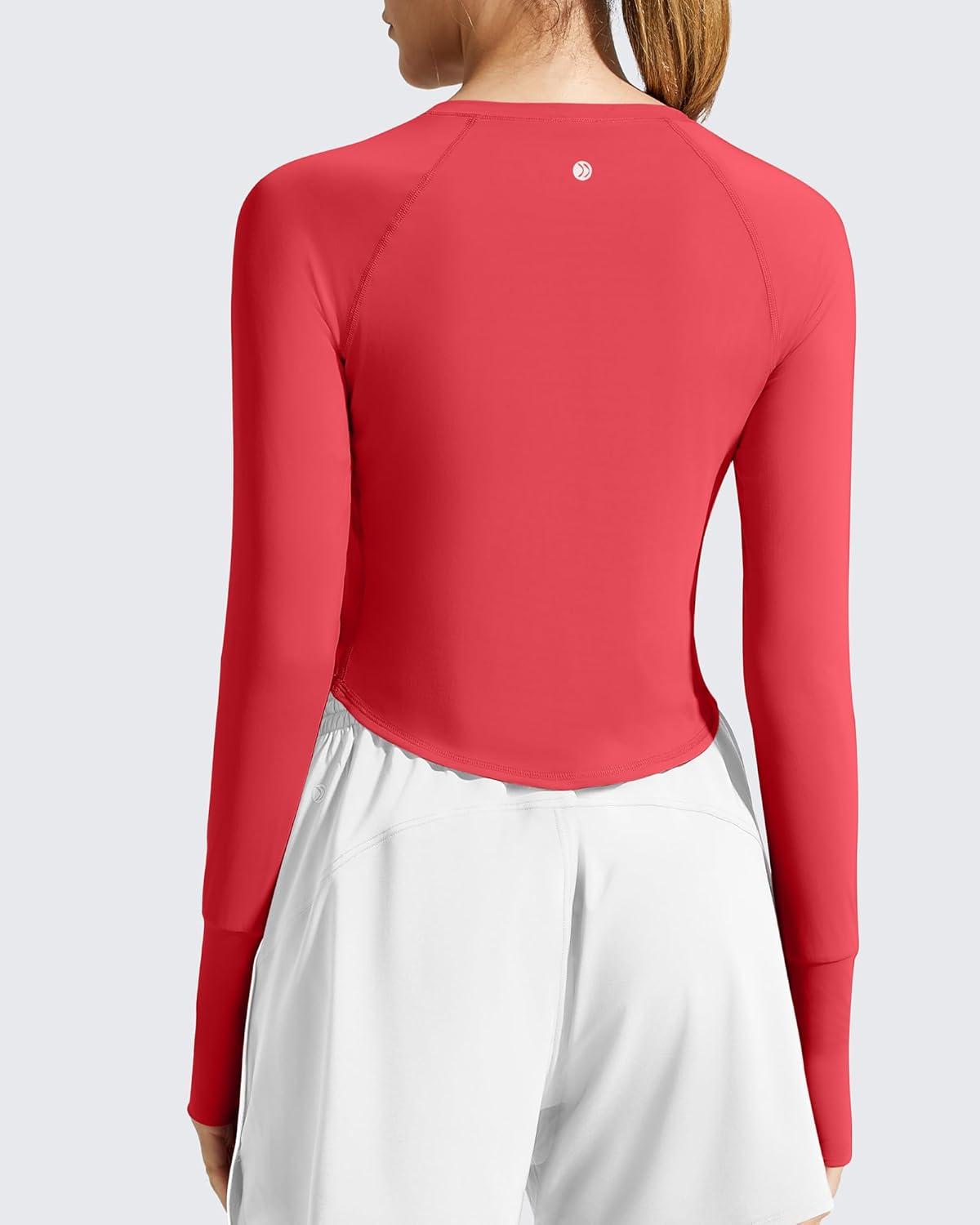 imageG4Free Womens UPF 50 Long Sleeve Rash Guard Athletic ShirtRed