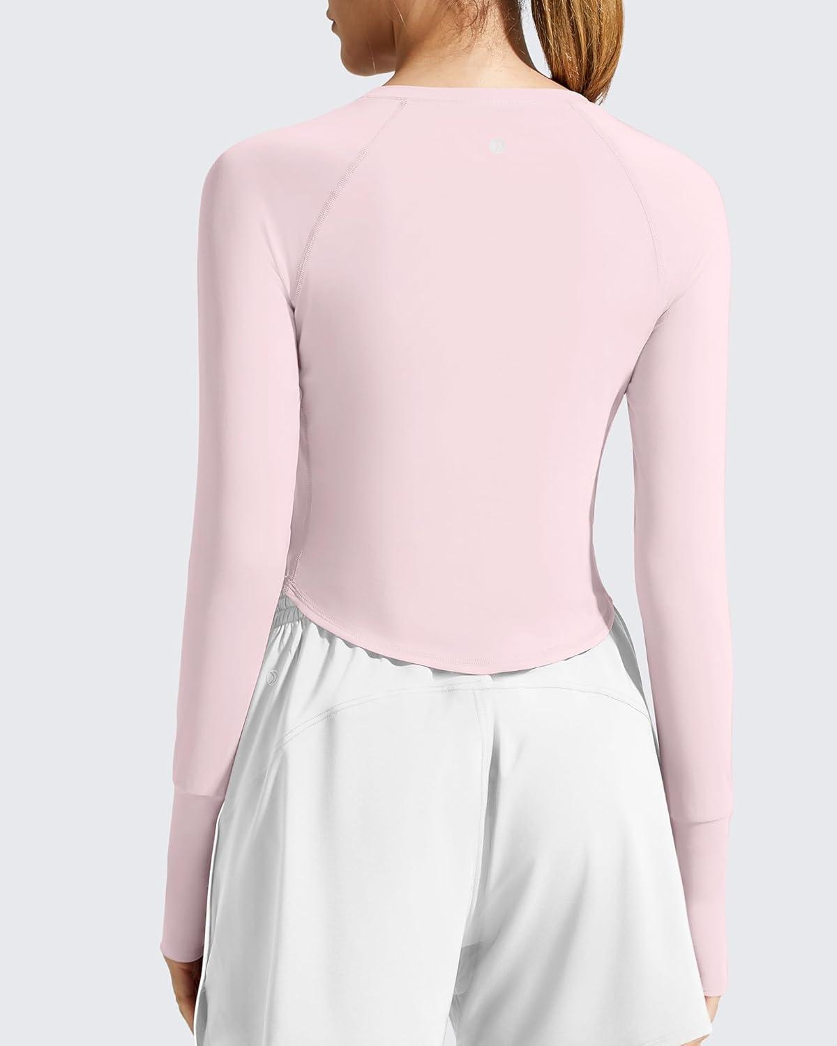 imageG4Free Womens UPF 50 Long Sleeve Rash Guard Athletic ShirtSmoky Blush