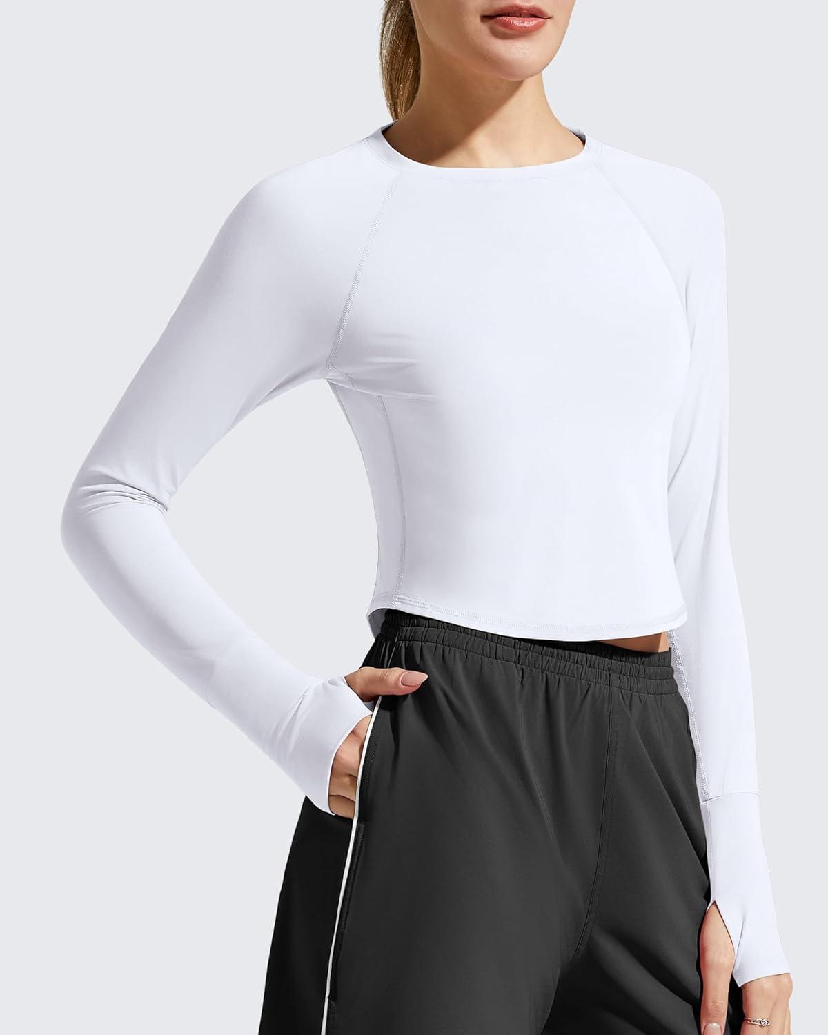 imageG4Free Womens UPF 50 Long Sleeve Rash Guard Athletic ShirtWhite