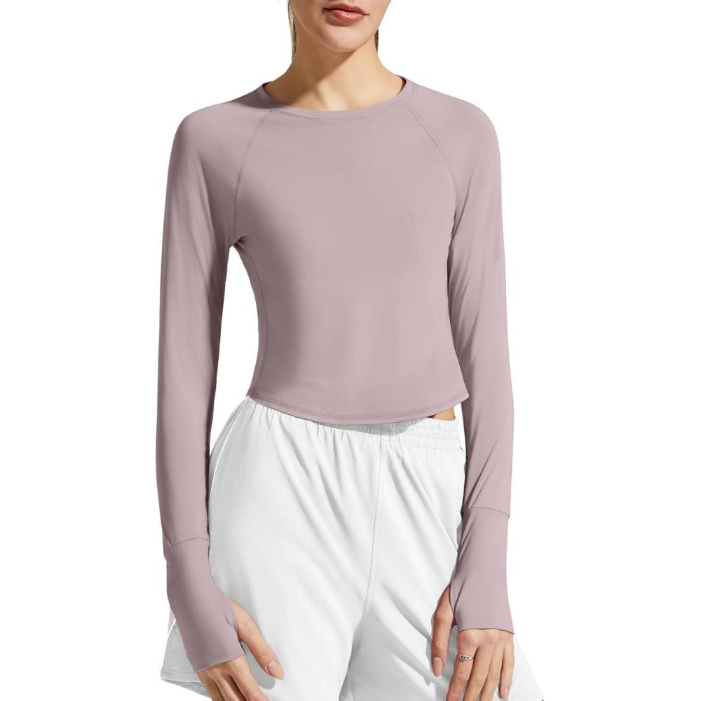imageG4Free Womens UPF 50 Long Sleeve Rash Guard Athletic ShirtGray Lilac