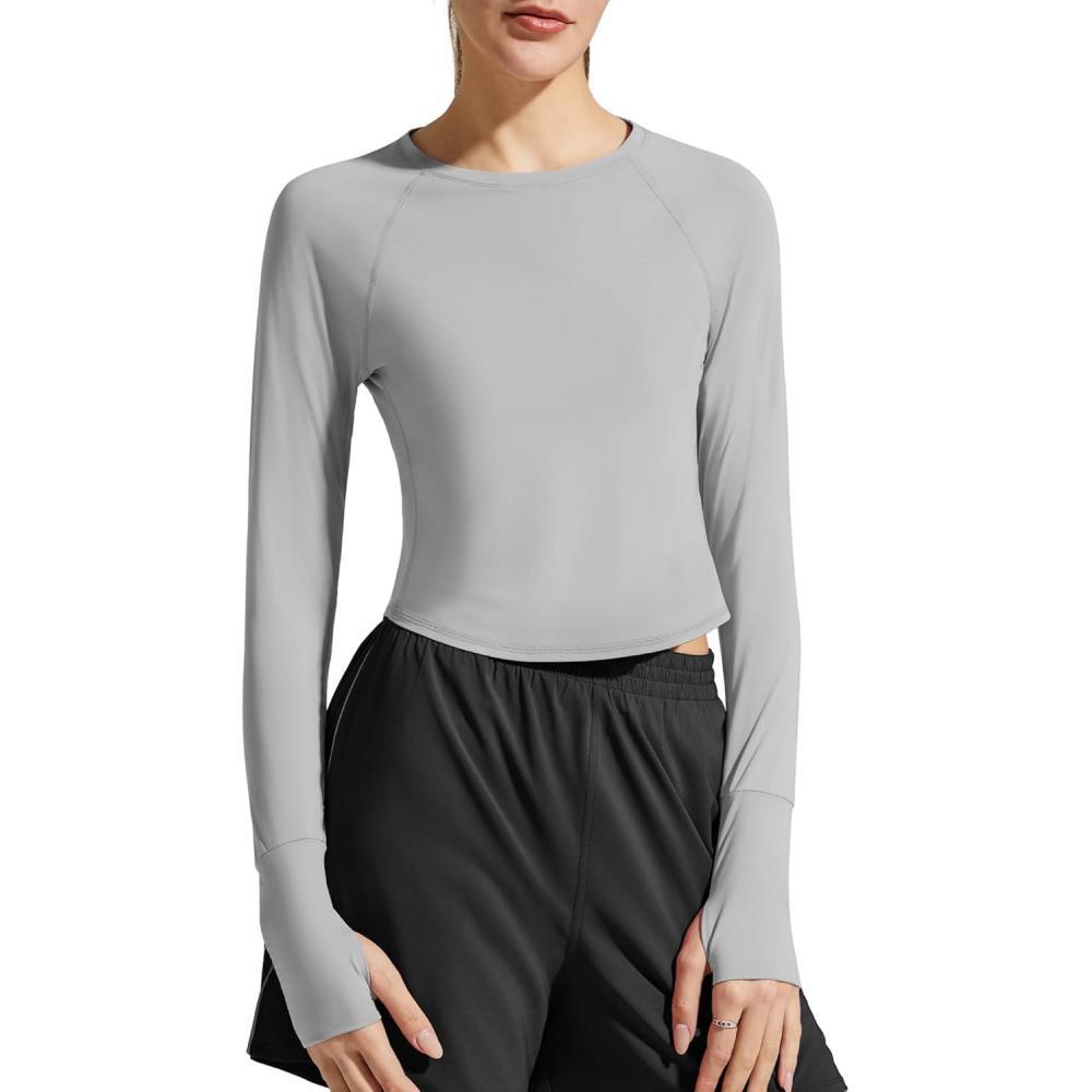 imageG4Free Womens UPF 50 Long Sleeve Rash Guard Athletic ShirtGrey