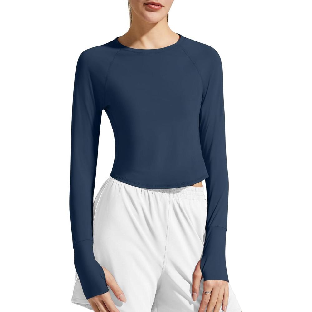 imageG4Free Womens UPF 50 Long Sleeve Rash Guard Athletic ShirtNavy