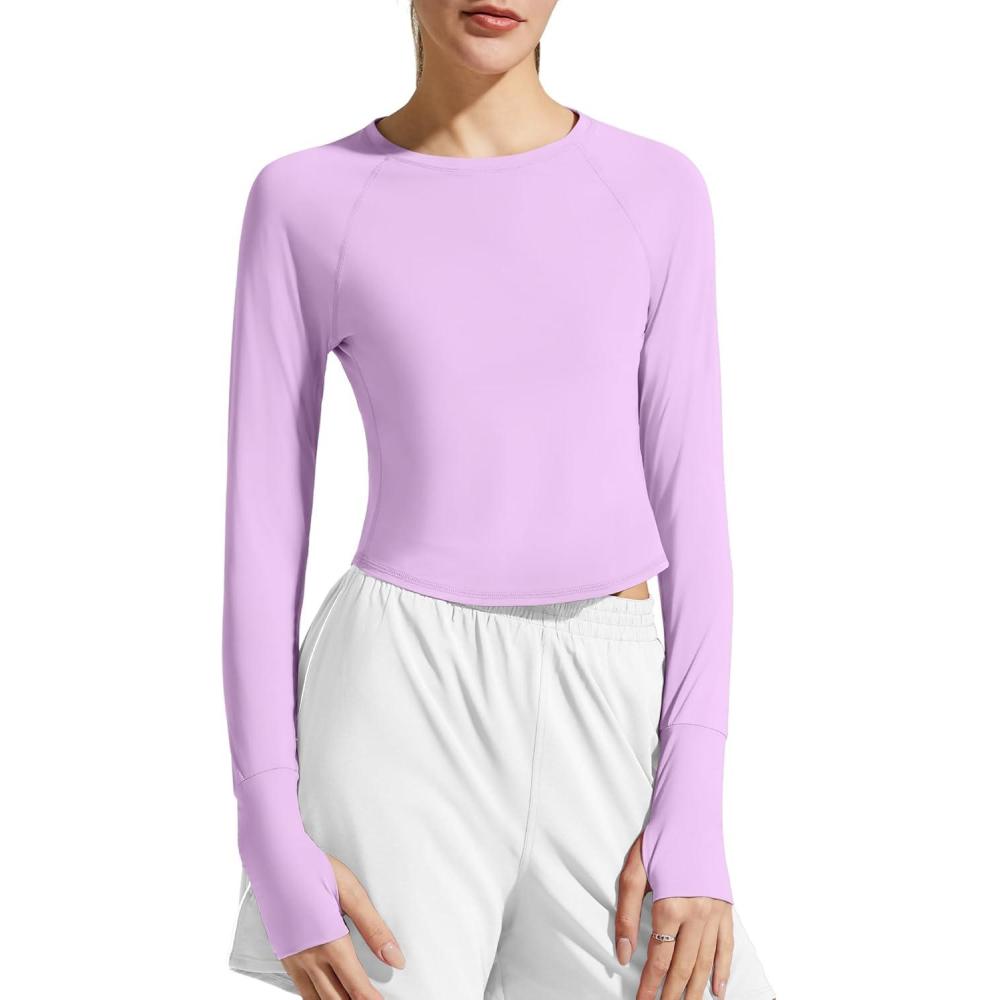 imageG4Free Womens UPF 50 Long Sleeve Rash Guard Athletic ShirtPurple