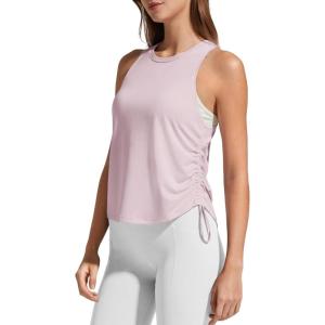 G4Free Lyocell Racerback Women Workout Tank Tops Ruch Side High Neck Muscle Tops for Gym Athletic Yoga(Light Pink)