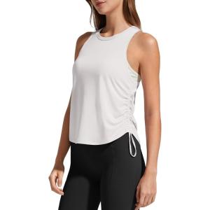 G4Free Lyocell Racerback Women Workout Tank Tops Ruch Side High Neck Muscle Tops for Gym Athletic Yoga(Pure White)