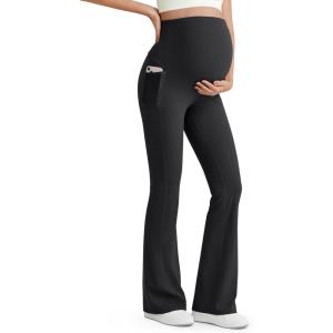 G4Free Women’s BareFeel Maternity Flare Leggings(Black)