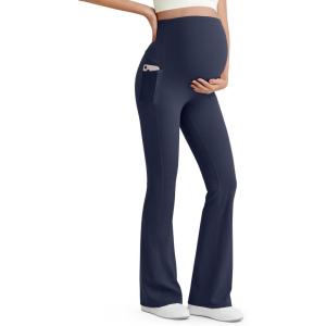 G4Free Women’s BareFeel Maternity Flare Leggings(Dark Blue)