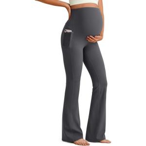 G4Free Women’s BareFeel Maternity Flare Leggings(Dark Gray)