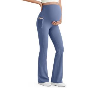 G4Free Women’s BareFeel Maternity Flare Leggings(Denim Blue)