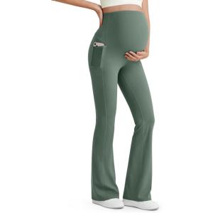 G4Free Women’s BareFeel Maternity Flare Leggings(Gray Sage)