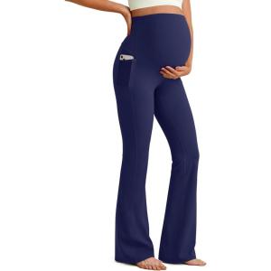 G4Free Women’s BareFeel Maternity Flare Leggings(Royal Blue)