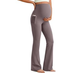 G4Free Women’s BareFeel Maternity Flare Leggings(Taupe)