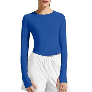 G4Free Women’s UPF 50+ Long Sleeve Rash Guard Athletic Shirt(Blue)