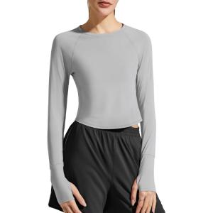 G4Free Women’s UPF 50+ Long Sleeve Rash Guard Athletic Shirt(Grey)
