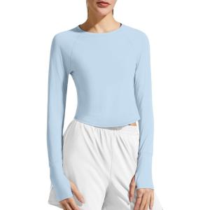 G4Free Women’s UPF 50+ Long Sleeve Rash Guard Athletic Shirt(Light Denim)