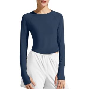 G4Free Women’s UPF 50+ Long Sleeve Rash Guard Athletic Shirt(Navy)