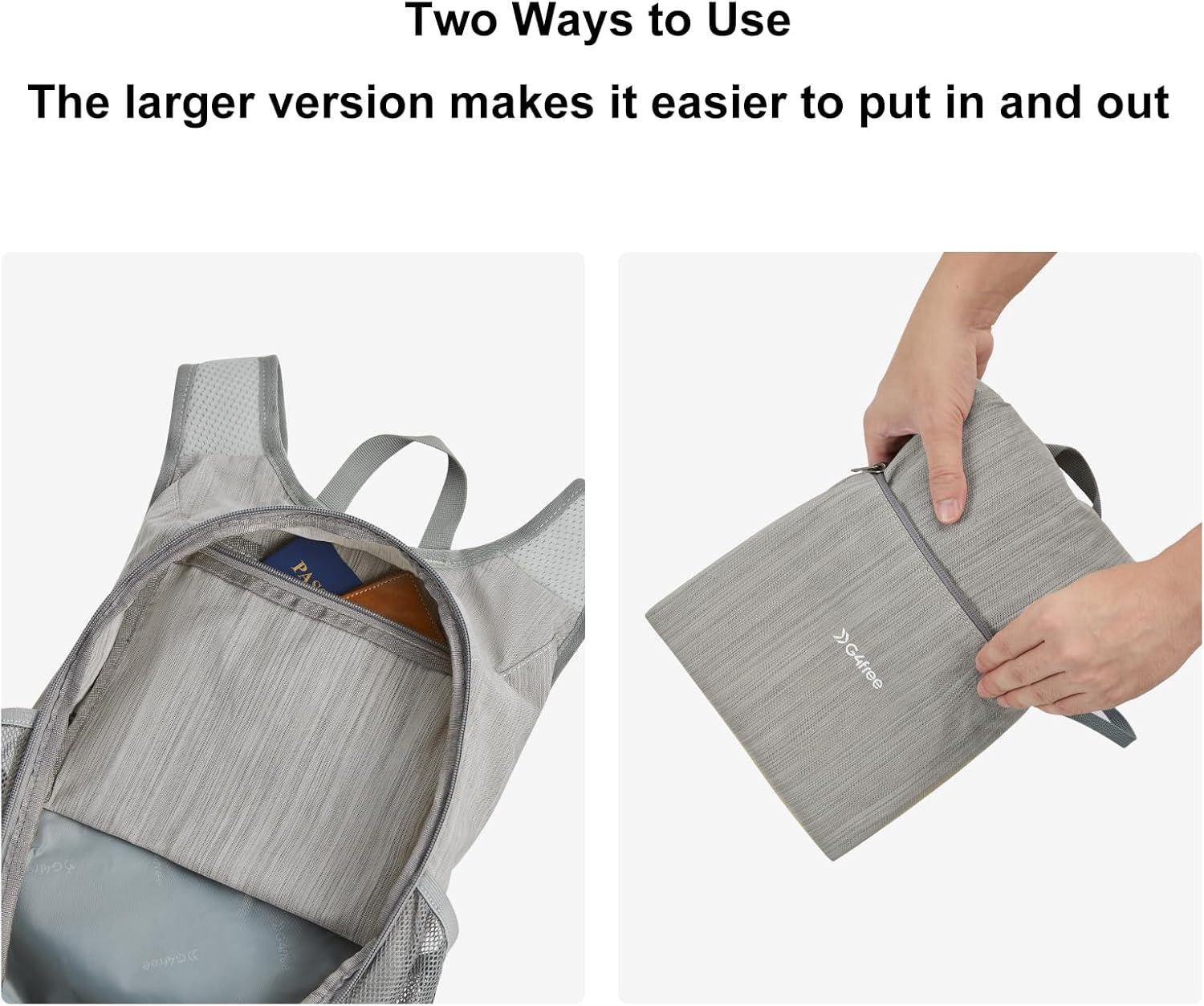 imageG4Free 15L Hiking Daypack Lightweight Travel Backpack Packable Outdoor Casual Foldable Shoulder Bag BlackGrey