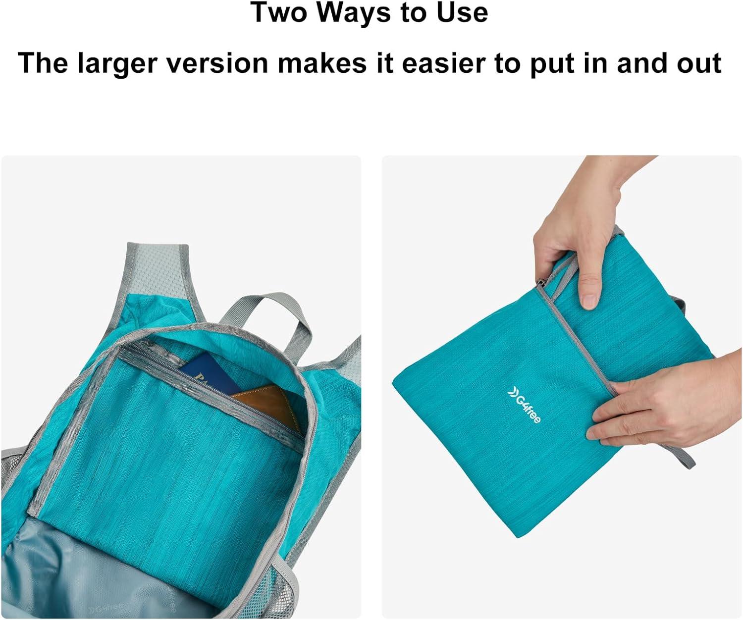 imageG4Free 15L Hiking Daypack Lightweight Travel Backpack Packable Outdoor Casual Foldable Shoulder Bag BlackPeacock Blue
