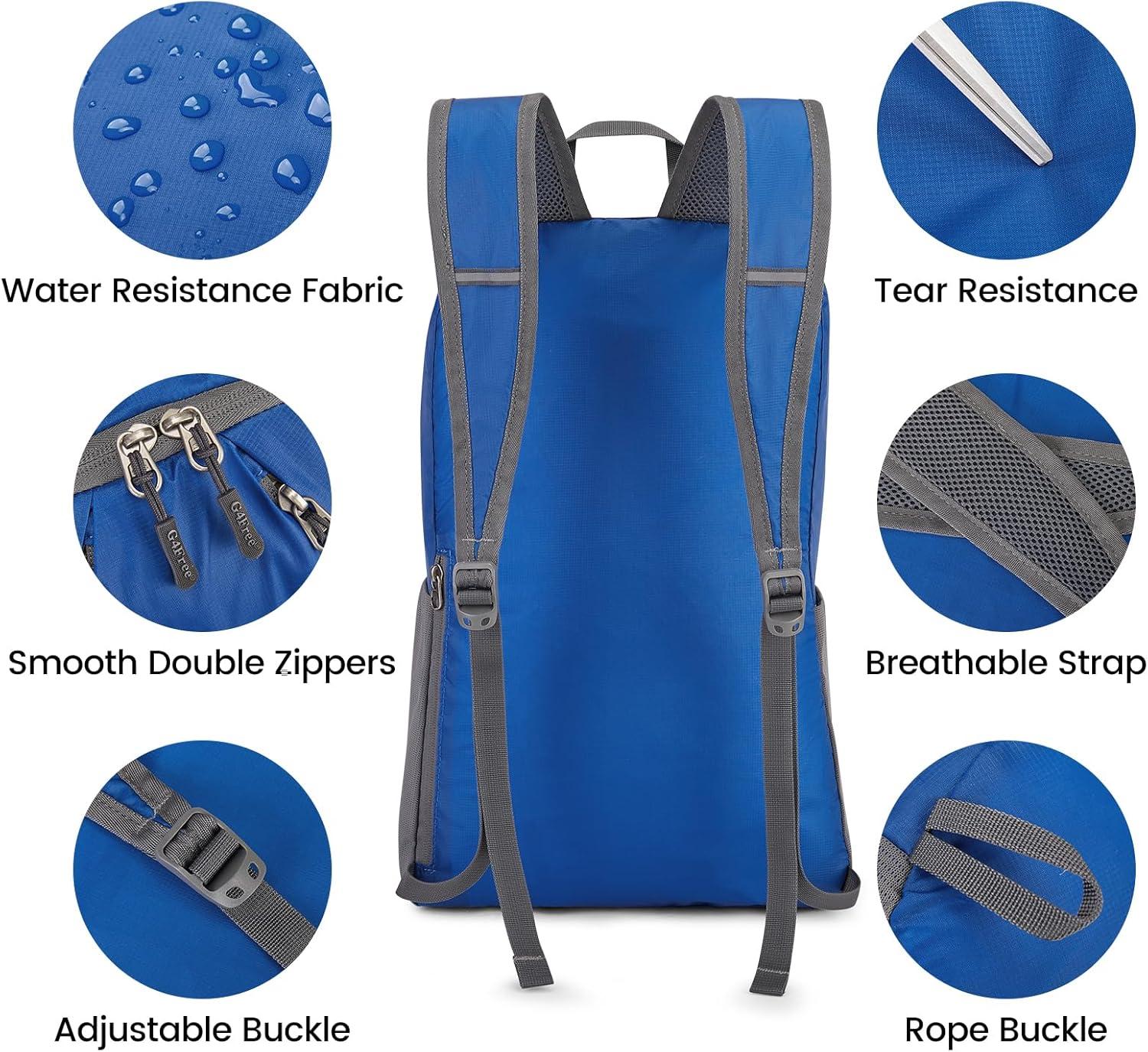 imageG4Free 24L Packable Hiking Backpack Lightweight Foldable Small Sport Travel Daypack Water Resistant for Women MenBlue