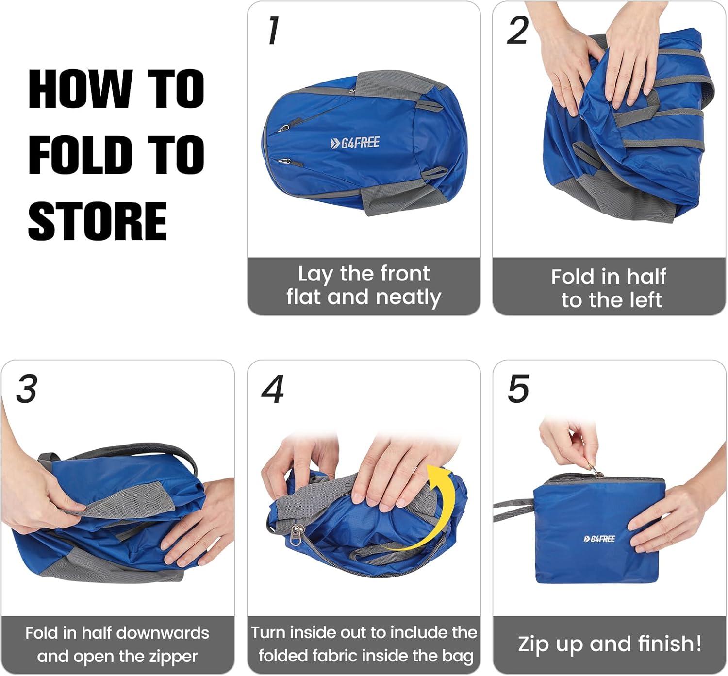 imageG4Free 24L Packable Hiking Backpack Lightweight Foldable Small Sport Travel Daypack Water Resistant for Women MenBlue
