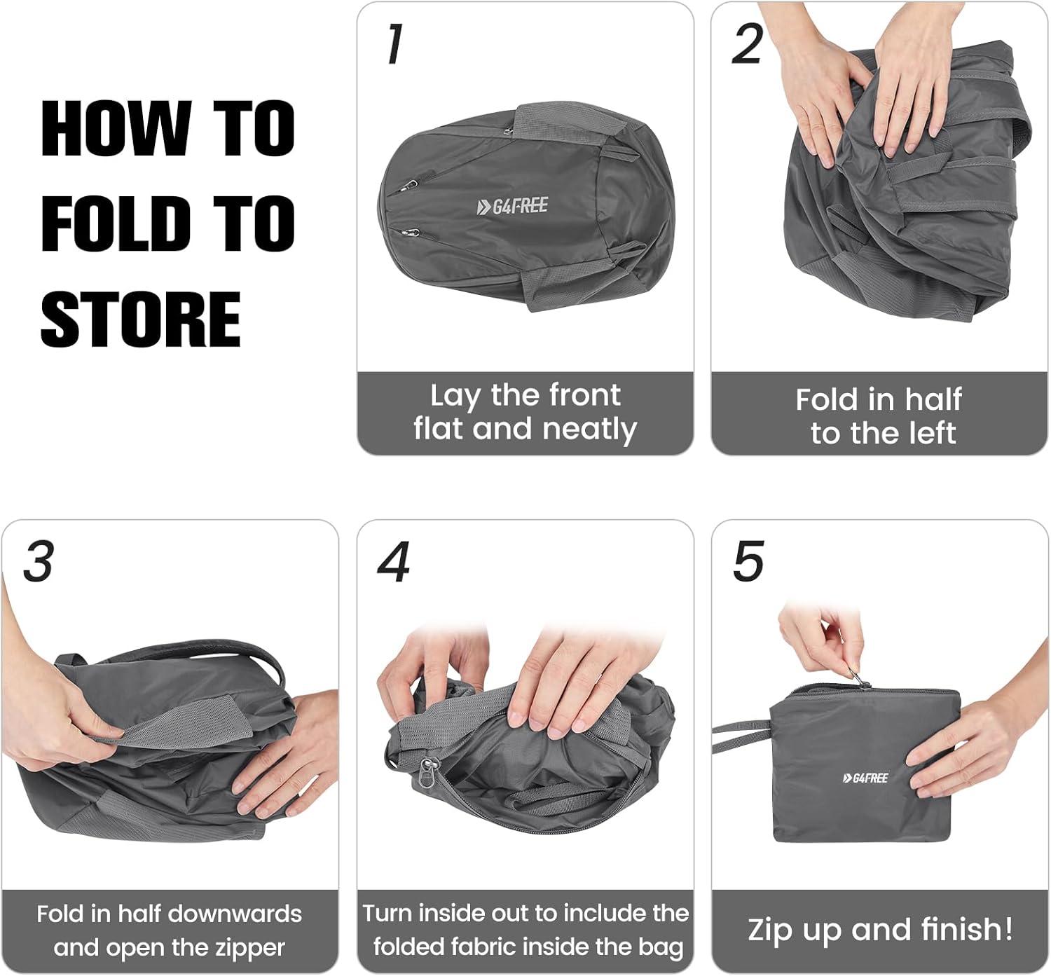 imageG4Free 24L Packable Hiking Backpack Lightweight Foldable Small Sport Travel Daypack Water Resistant for Women MenDark Grey
