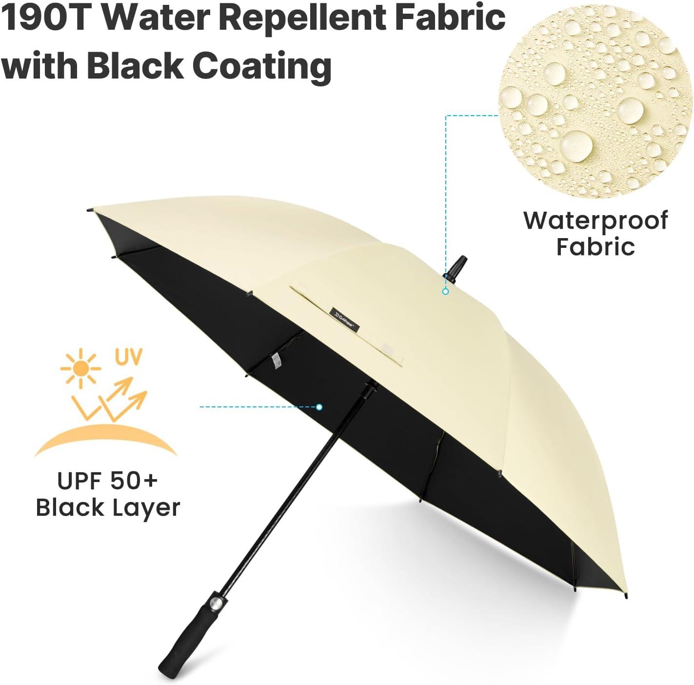 imageG4Free 5462 Inch Windproof UV Protection Golf Umbrella Extra Large Silver Coated Automatic Open Stick Long UmbrellaIvoryBlack