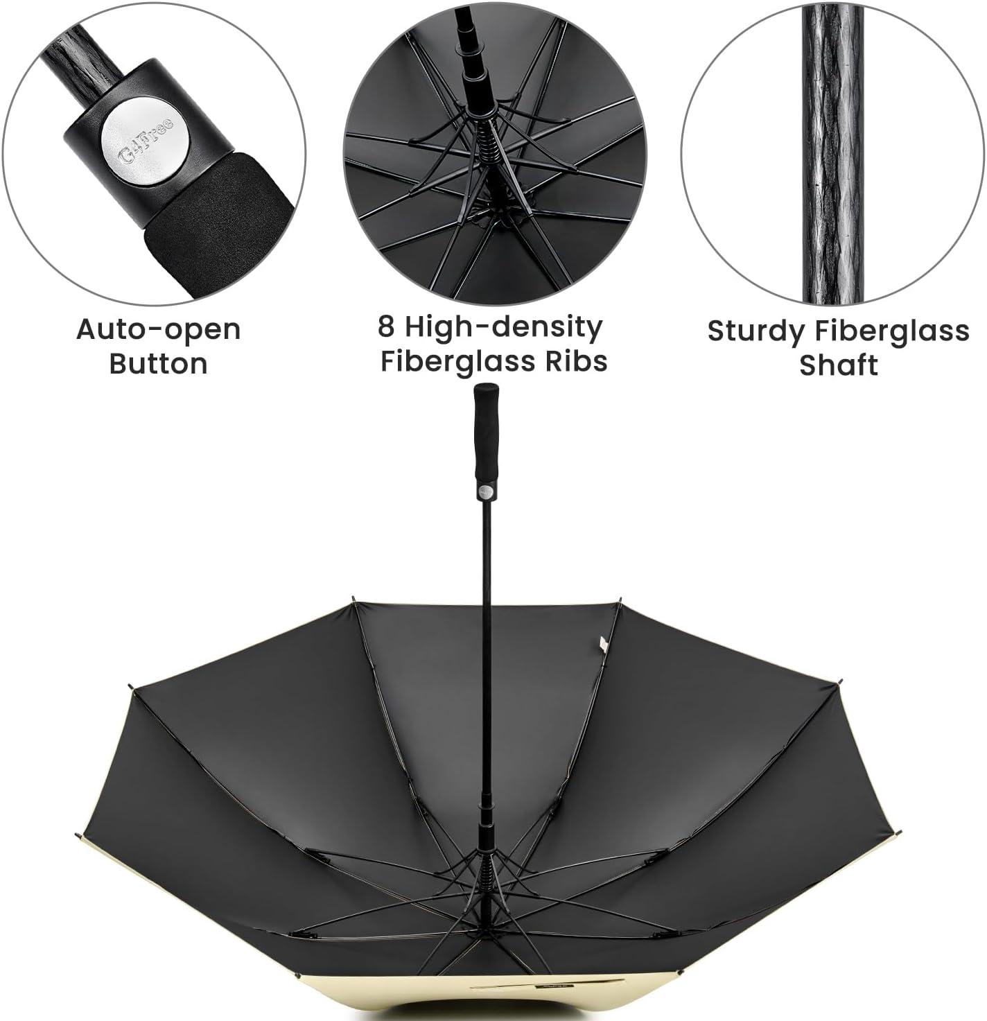 imageG4Free 5462 Inch Windproof UV Protection Golf Umbrella Extra Large Silver Coated Automatic Open Stick Long UmbrellaIvoryBlack