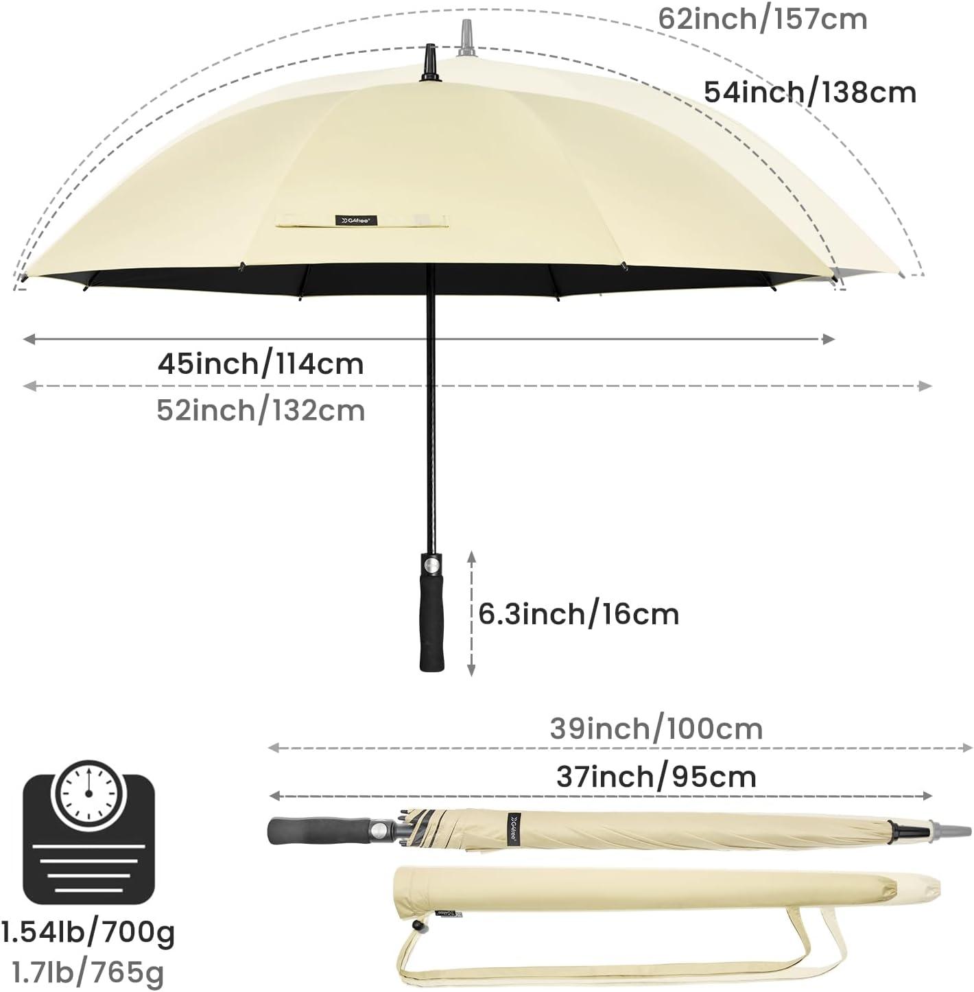 imageG4Free 5462 Inch Windproof UV Protection Golf Umbrella Extra Large Silver Coated Automatic Open Stick Long UmbrellaIvoryBlack