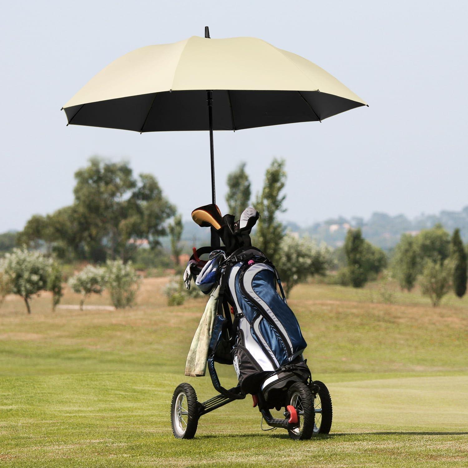 imageG4Free 5462 Inch Windproof UV Protection Golf Umbrella Extra Large Silver Coated Automatic Open Stick Long UmbrellaIvoryBlack