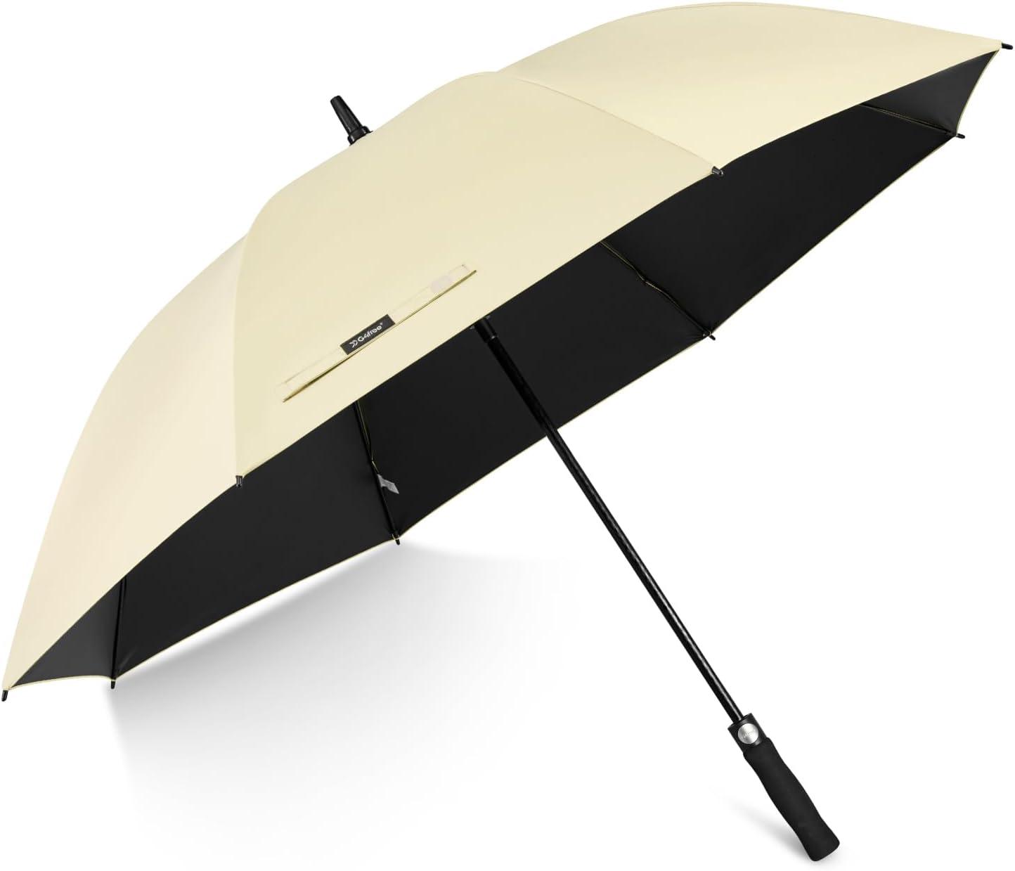 imageG4Free 5462 Inch Windproof UV Protection Golf Umbrella Extra Large Silver Coated Automatic Open Stick Long UmbrellaIvoryBlack