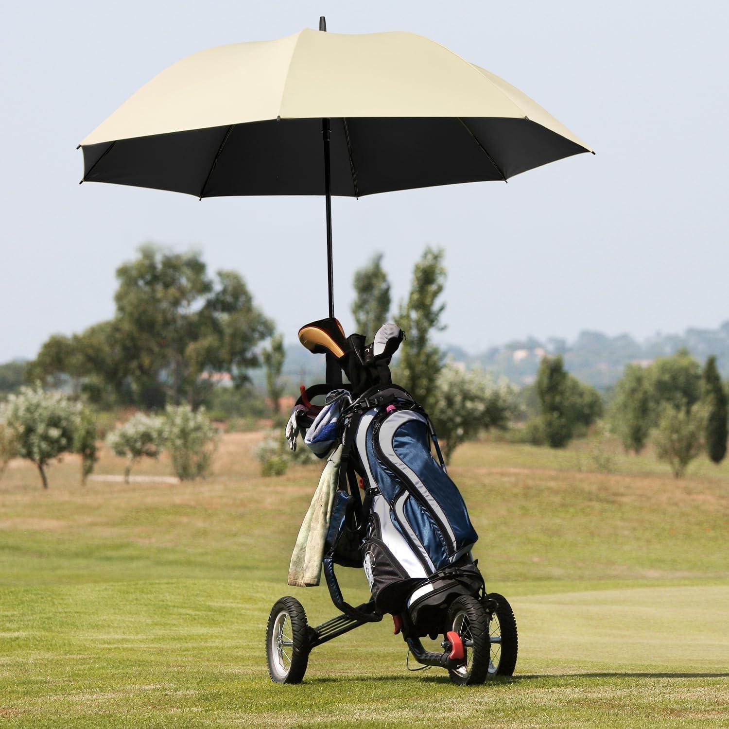 imageG4Free 5462 Inch Windproof UV Protection Golf Umbrella Extra Large Silver Coated Automatic Open Stick Long UmbrellaIvoryBlack