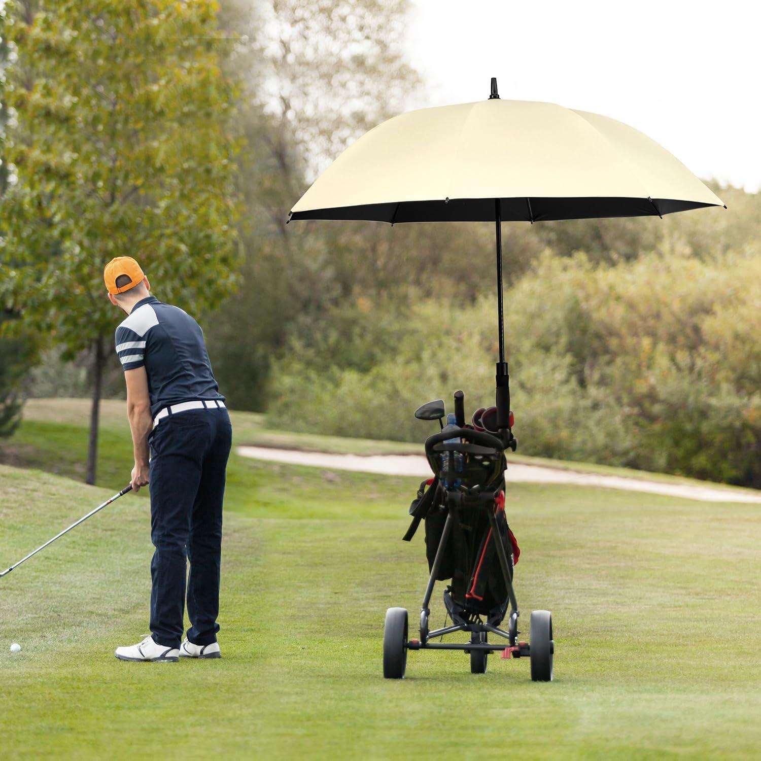 imageG4Free 5462 Inch Windproof UV Protection Golf Umbrella Extra Large Silver Coated Automatic Open Stick Long UmbrellaIvoryBlack