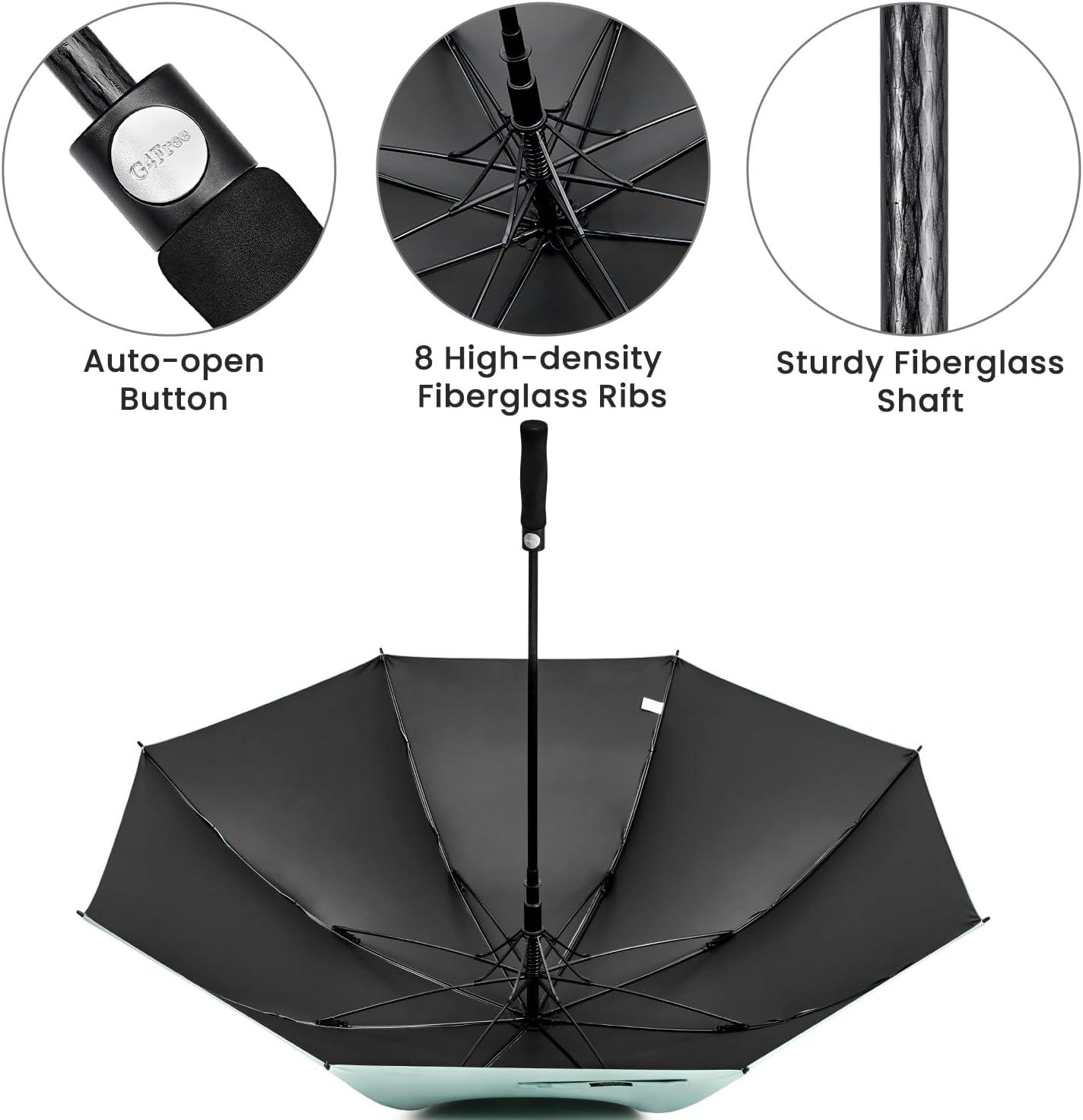 imageG4Free 5462 Inch Windproof UV Protection Golf Umbrella Extra Large Silver Coated Automatic Open Stick Long UmbrellaSeafoam BlueBlack