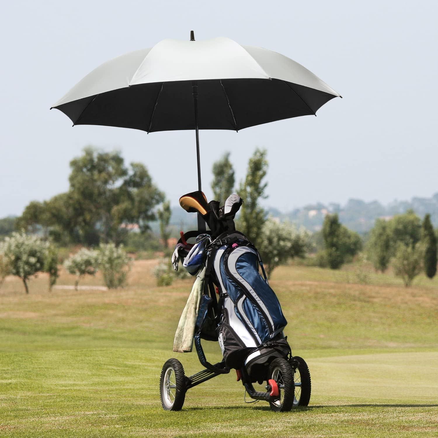 imageG4Free 5462 Inch Windproof UV Protection Golf Umbrella Extra Large Silver Coated Automatic Open Stick Long UmbrellaSilverBlack