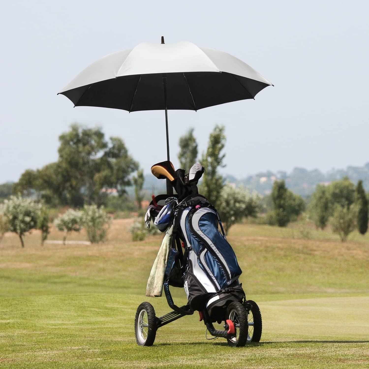 imageG4Free 5462 Inch Windproof UV Protection Golf Umbrella Extra Large Silver Coated Automatic Open Stick Long UmbrellaSilverBlack