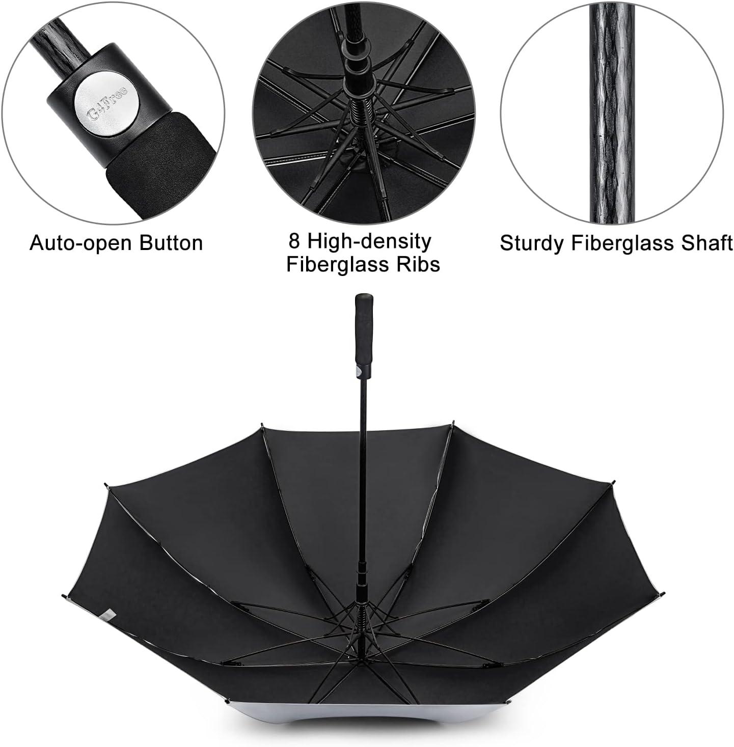 imageG4Free 5462 Inch Windproof UV Protection Golf Umbrella Extra Large Silver Coated Automatic Open Stick Long UmbrellaSilverBlack